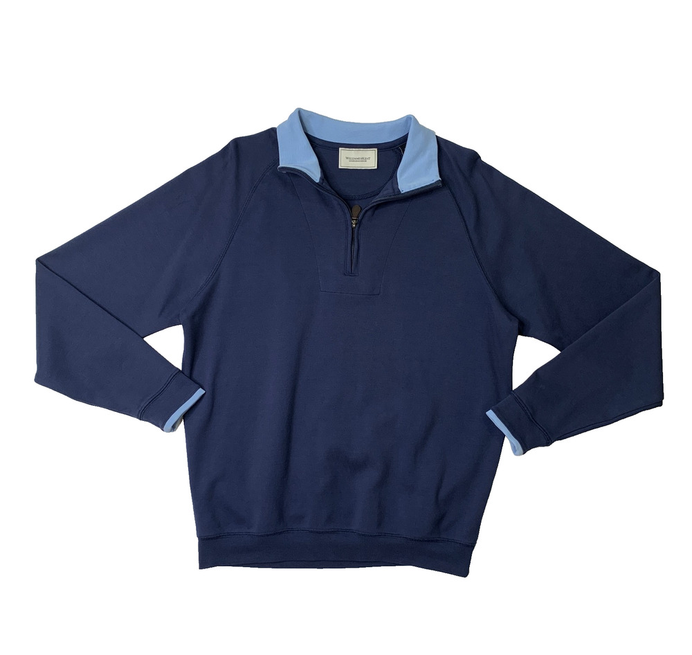 Williams & Kent Sweater Mens M Medium Navy Pima Cotton Quarter Zip Pullover Golf